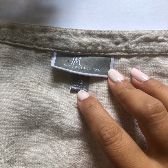 JM Collection | Beige Button-up Linen Top - Picture 5 of 11